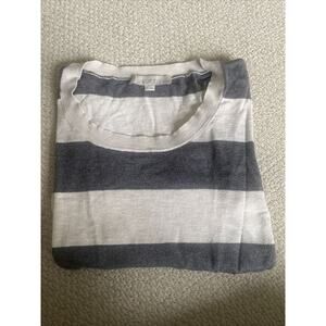 Loft Women’s Scoop Neck Gray/White Striped Long Sleeve Shirt Size SP